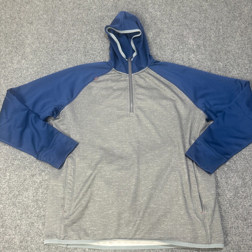 Rhone Hoodie Mens XL Gray Blue 1/4 Zip Fleece Lined Athletic Pullover Top